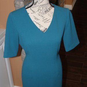 Teal V-Neck Sheath Dress